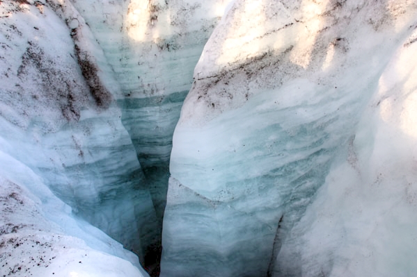 A crevasse in the glacier