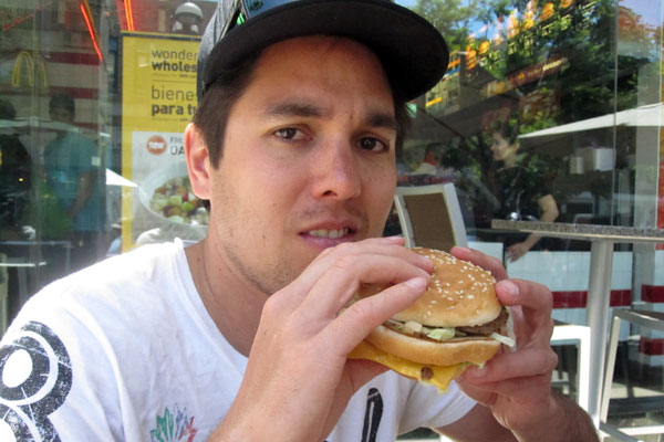 Kieron eating a Big Mac