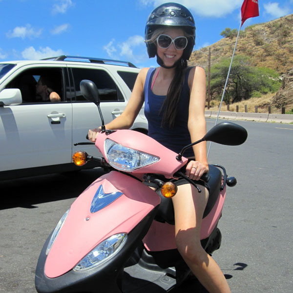 Riding a moped in Hawaii