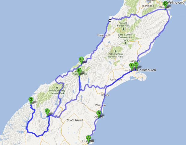 New Zealand Road Trip Map